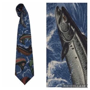 Vintage Beans McGee Fish Fishing Fisherman Tie Cotton Made in USA
